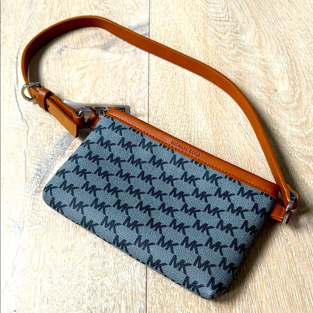 Michael Kors Tan and Gray Wristlet